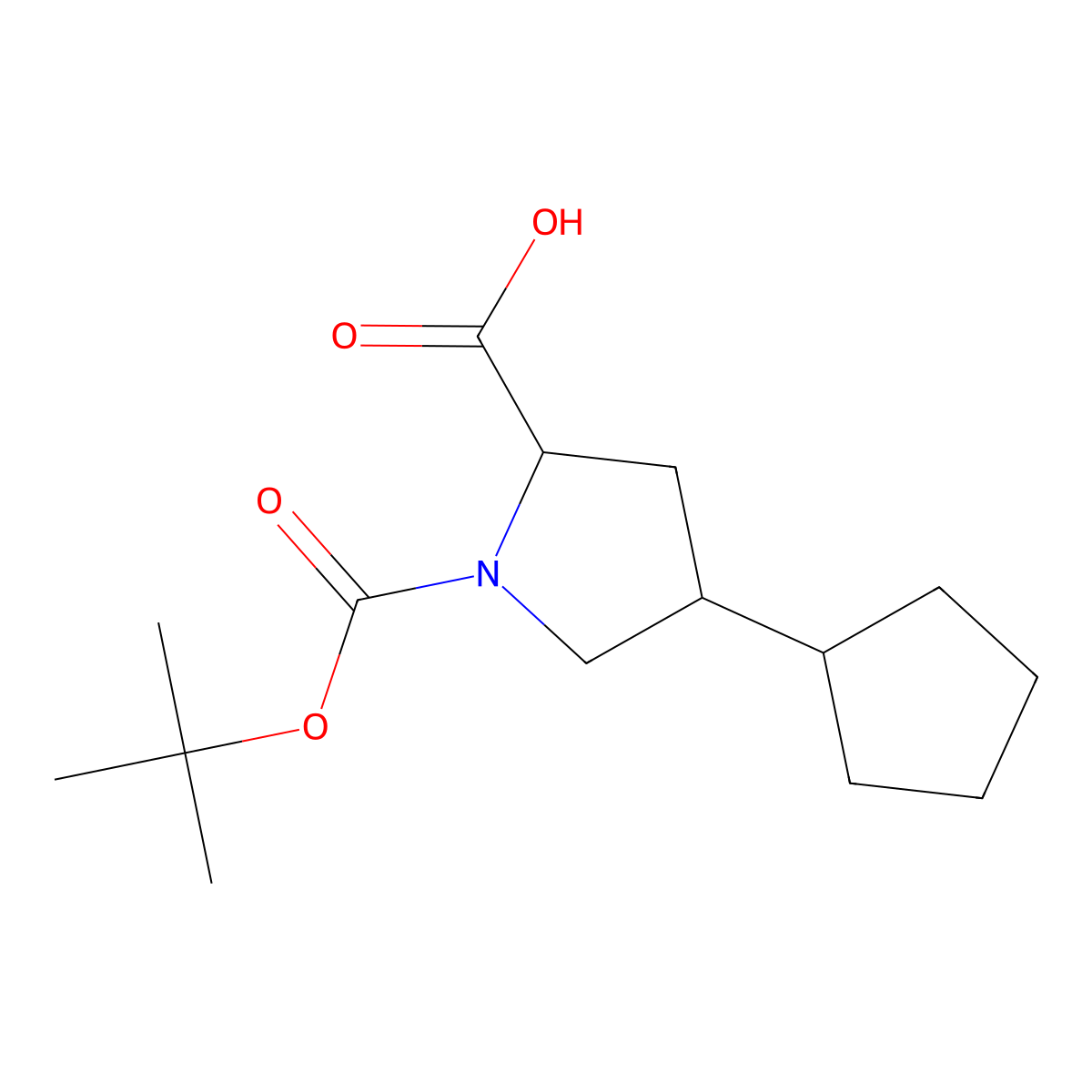 1-[(Tert-butoxy)carbonyl]-4-cyclopentylpyrrolidine-2-carboxylic acid molecular structure, CAS 2248259-15-4