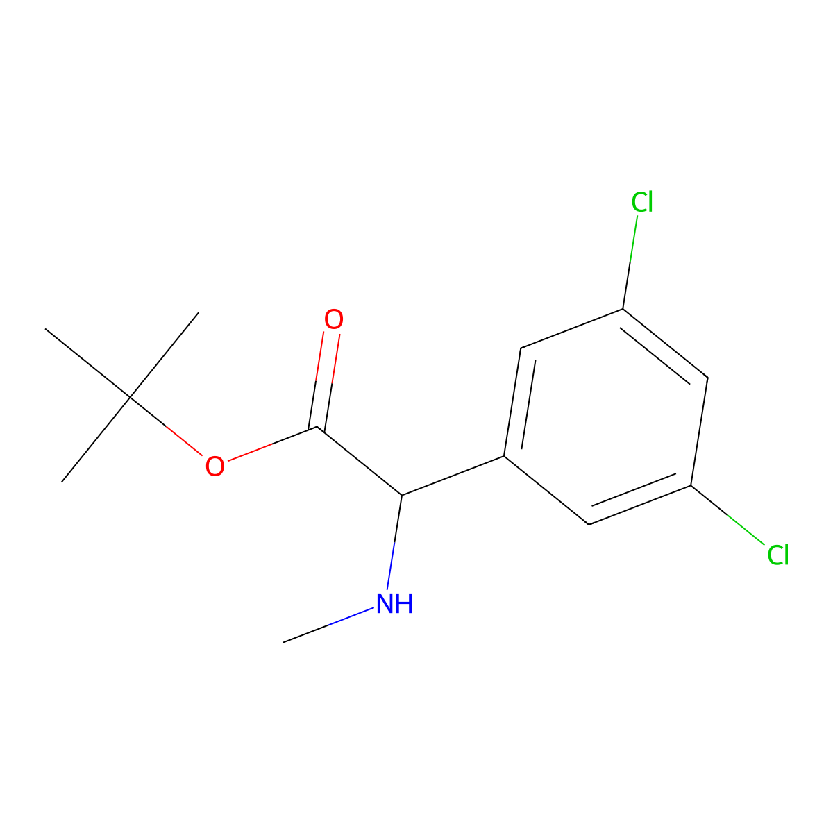 Tert-butyl 2-(3,5-dichlorophenyl)-2-(methylamino)acetate molecular structure, CAS 2248259-22-3