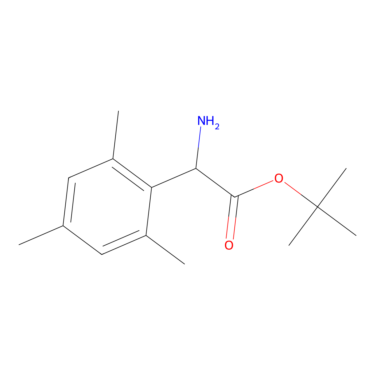 Tert-butyl 2-amino-2-(2,4,6-trimethylphenyl)acetate molecular structure, CAS 2248259-24-5
