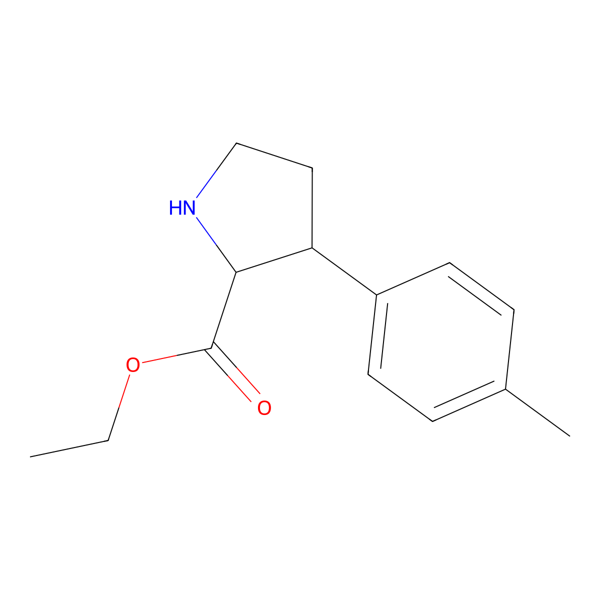 Ethyl 3-(4-methylphenyl)pyrrolidine-2-carboxylate molecular structure, CAS 2248259-36-9