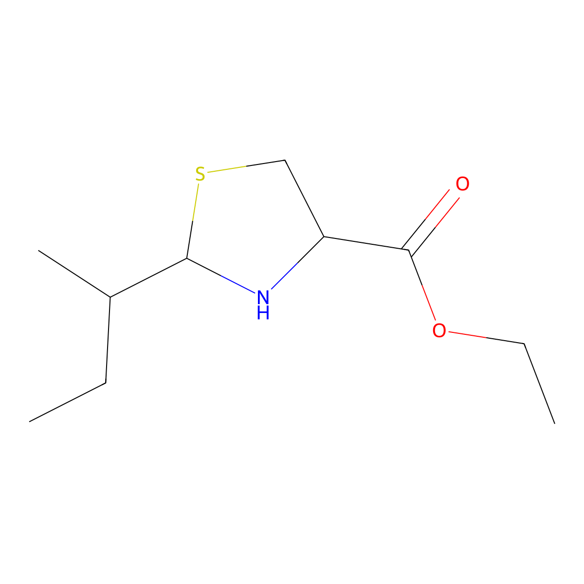 Ethyl 2-(butan-2-yl)-1,3-thiazolidine-4-carboxylate molecular structure, CAS 2248259-52-9