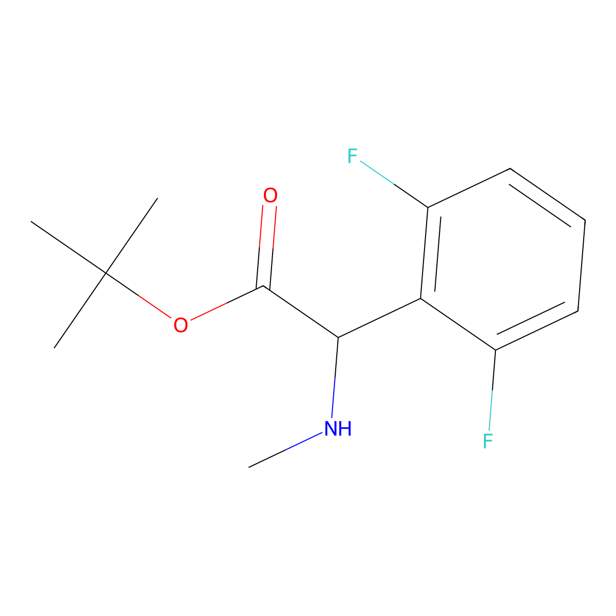 Tert-butyl 2-(2,6-difluorophenyl)-2-(methylamino)acetate molecular structure, CAS 2248259-73-4