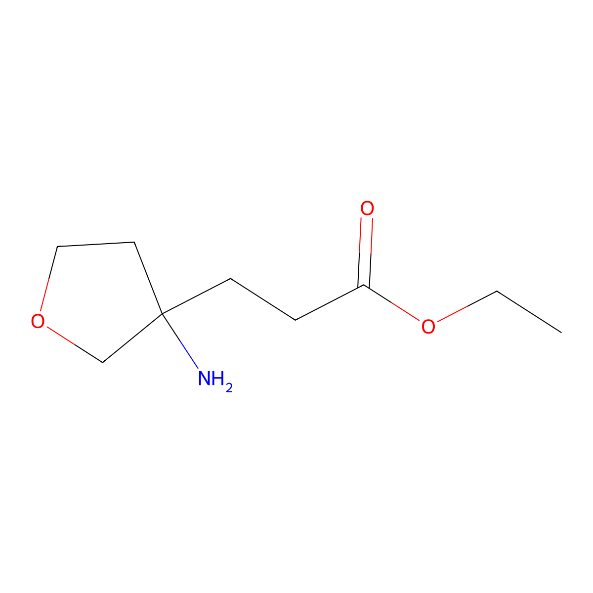 Ethyl 3-(3-aminooxolan-3-yl)propanoate molecular structure, CAS 2248259-93-8