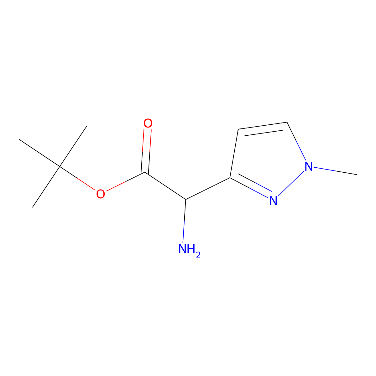 tert-butyl 2-amino-2-(1-methyl-1H-pyrazol-3-yl)acetate molecular structure, CAS 2248260-09-3