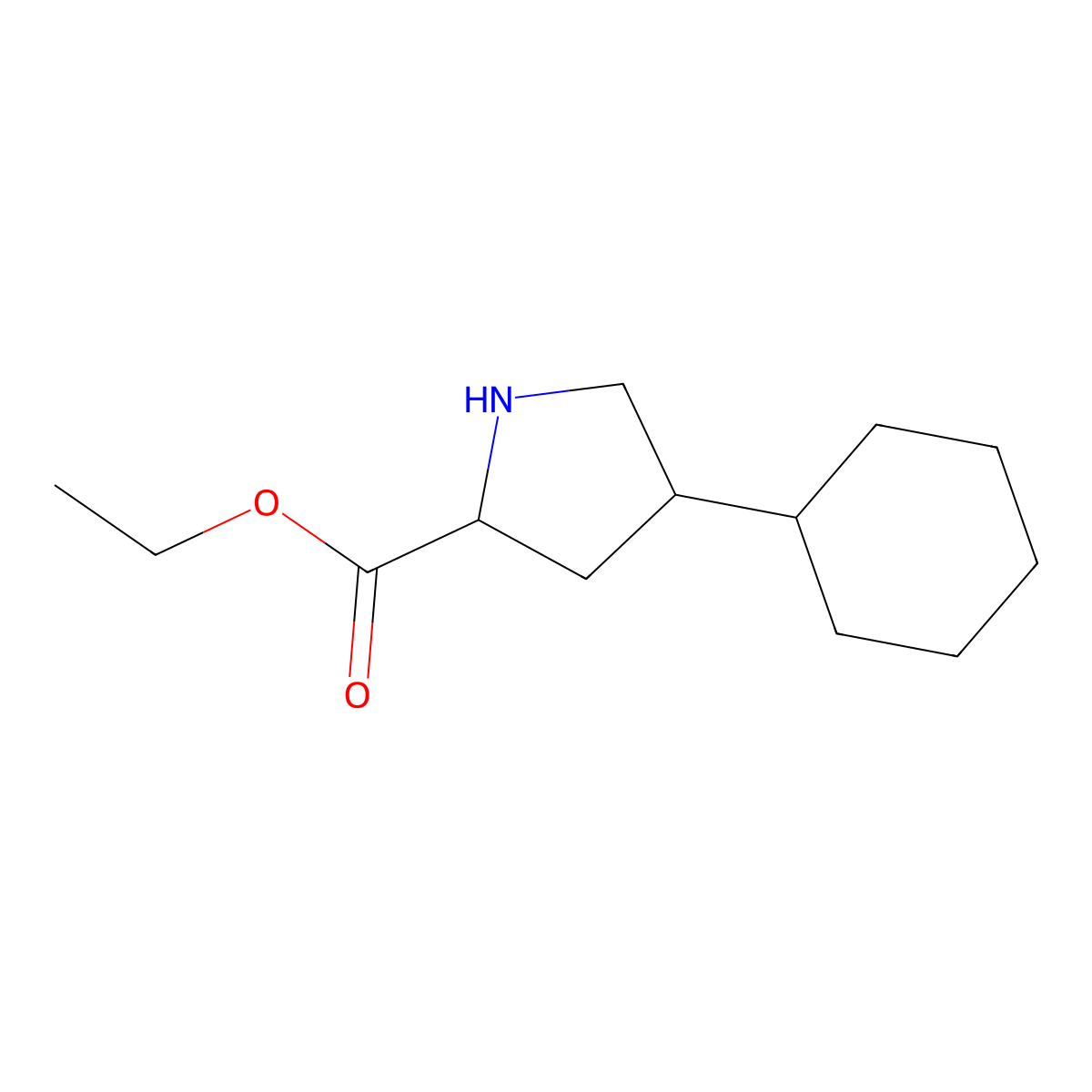 Ethyl 4-cyclohexylpyrrolidine-2-carboxylate molecular structure, CAS 2248260-16-2
