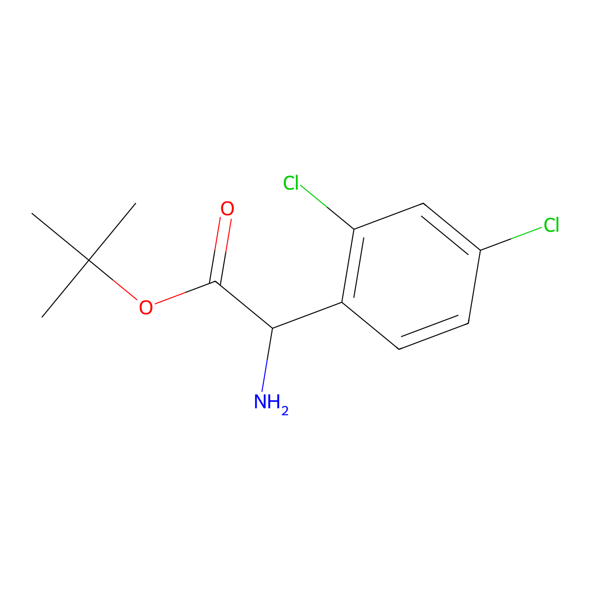 Tert-butyl 2-amino-2-(2,4-dichlorophenyl)acetate molecular structure, CAS 2248260-23-1