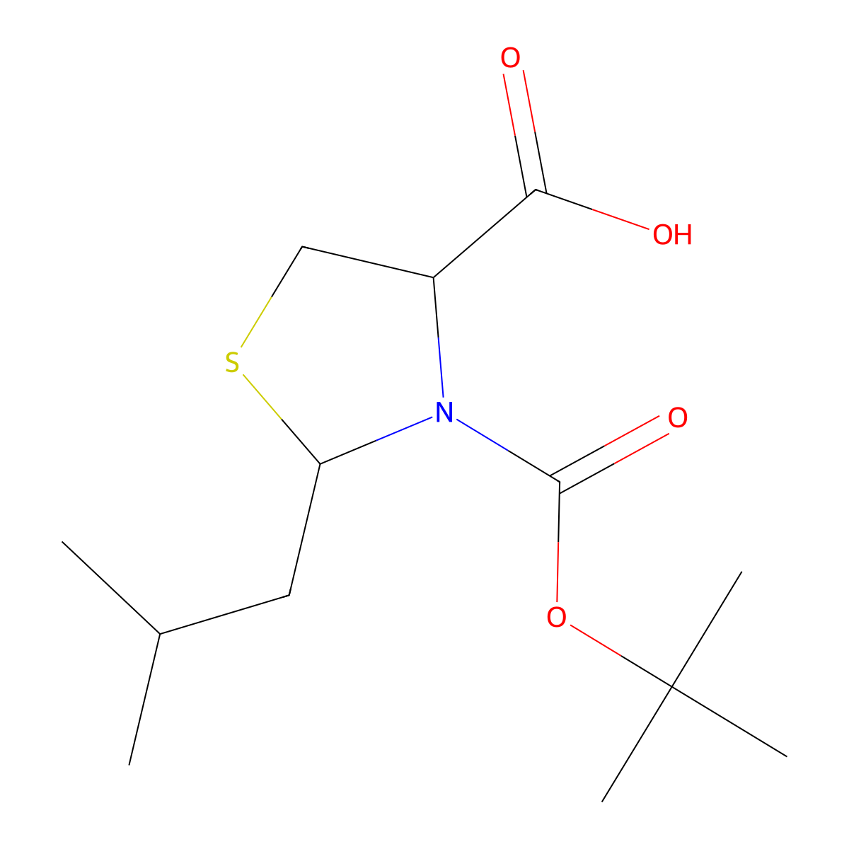3-[(Tert-butoxy)carbonyl]-2-(2-methylpropyl)-1,3-thiazolidine-4-carboxylic acid molecular structure, CAS 2248260-29-7