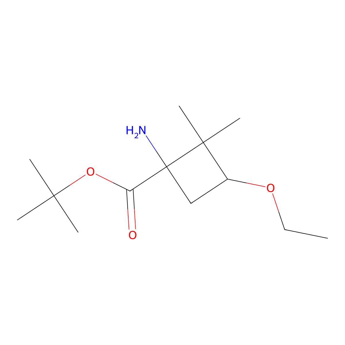 Tert-butyl 1-amino-3-ethoxy-2,2-dimethylcyclobutane-1-carboxylate molecular structure, CAS 2248260-30-0