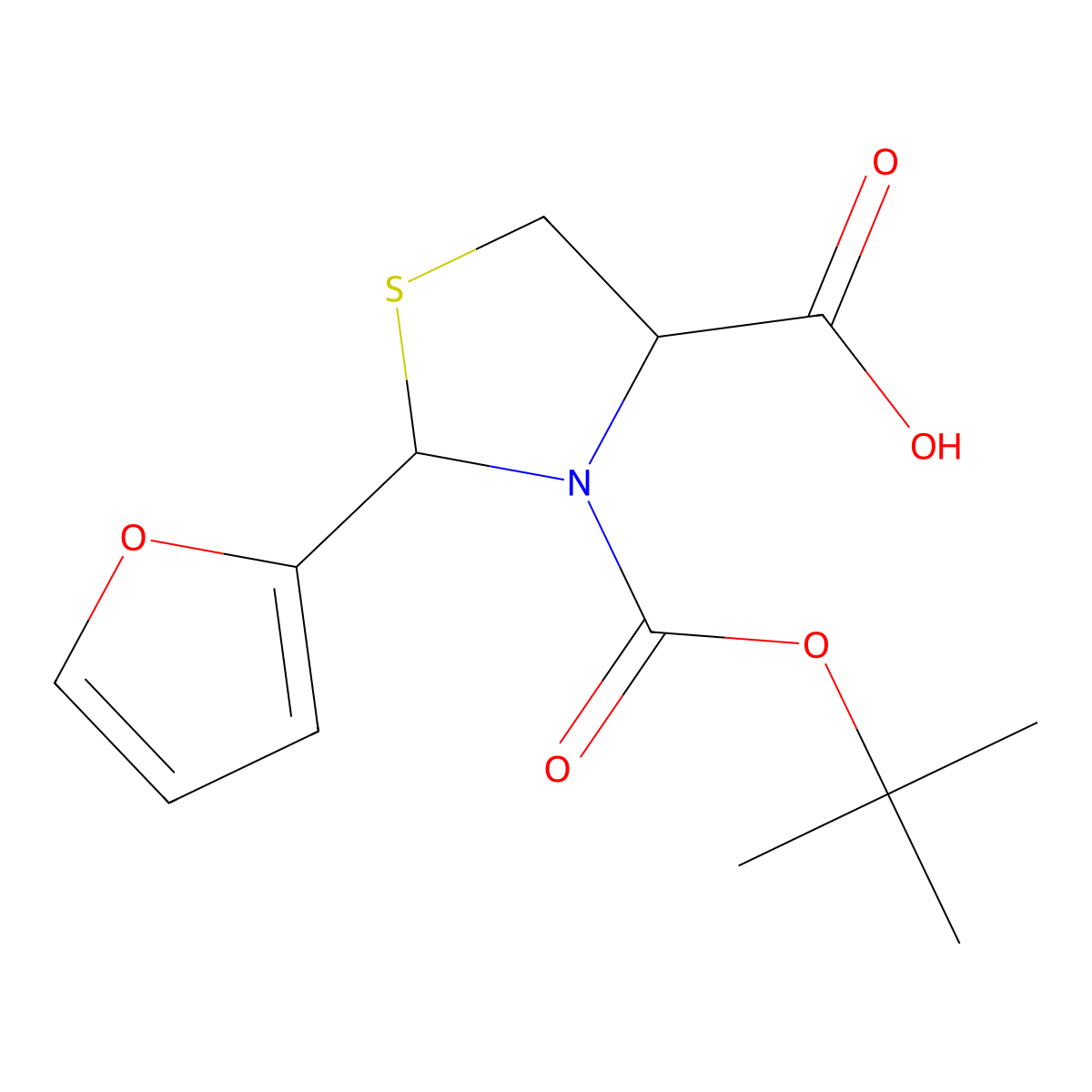 3-[(Tert-butoxy)carbonyl]-2-(furan-2-yl)-1,3-thiazolidine-4-carboxylic acid molecular structure, CAS 2248260-51-5