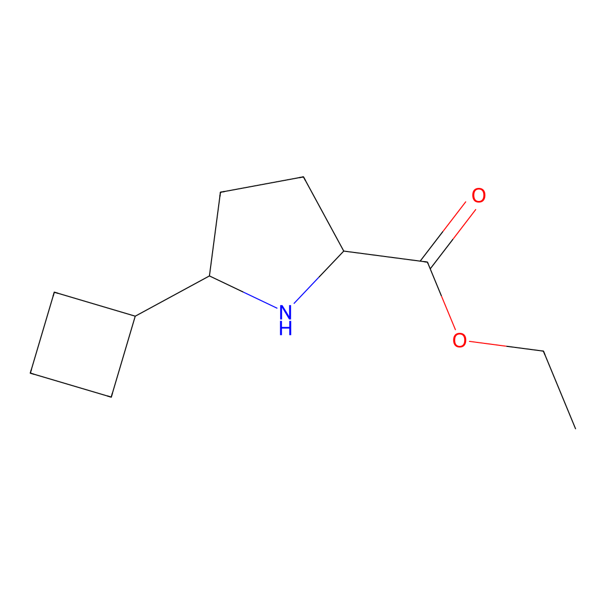 Ethyl 5-cyclobutylpyrrolidine-2-carboxylate molecular structure, CAS 2248260-55-9