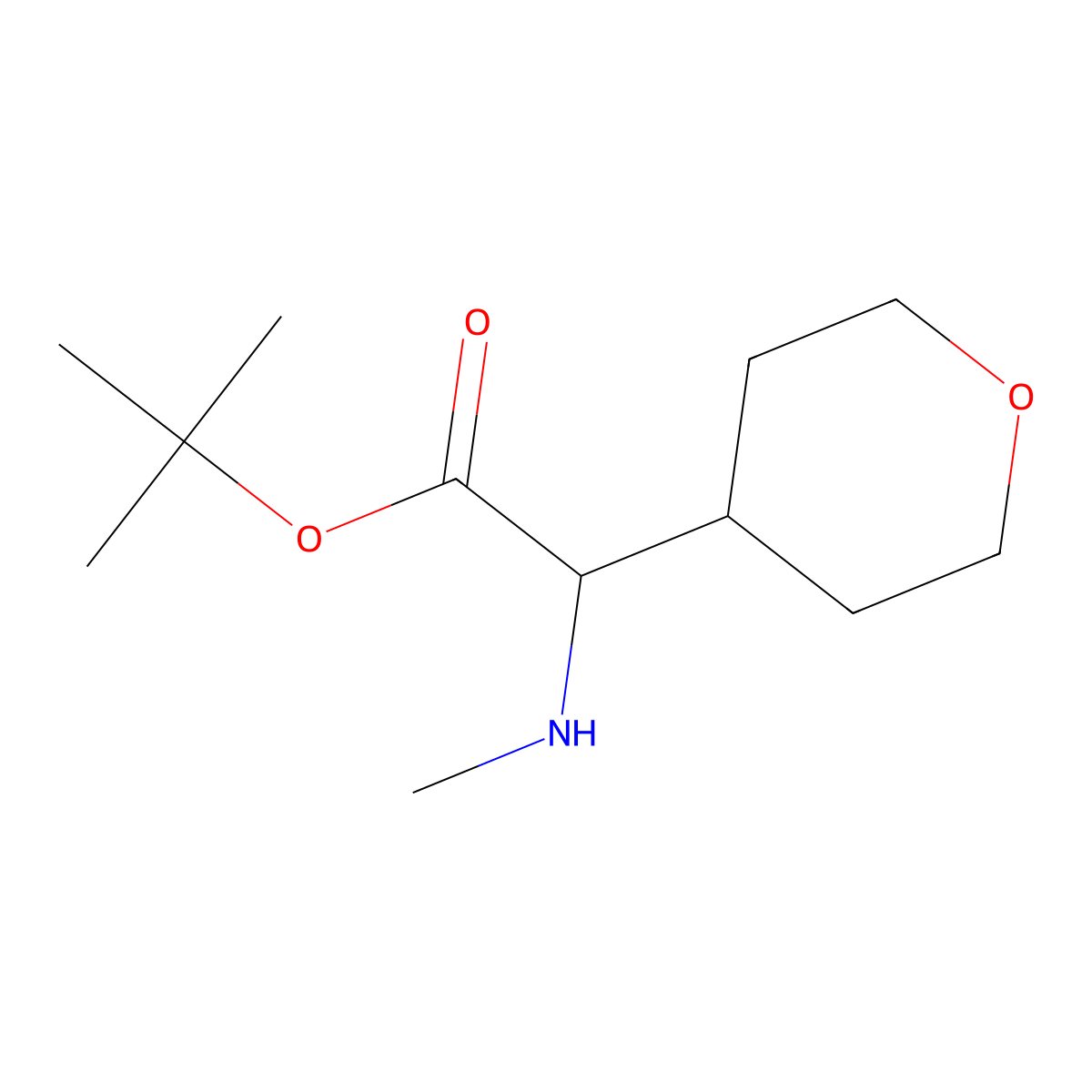 Tert-butyl 2-(methylamino)-2-(oxan-4-yl)acetate molecular structure, CAS 2248260-71-9