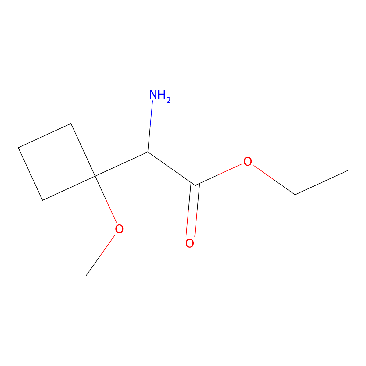 Ethyl 2-amino-2-(1-methoxycyclobutyl)acetate molecular structure, CAS 2248260-74-2