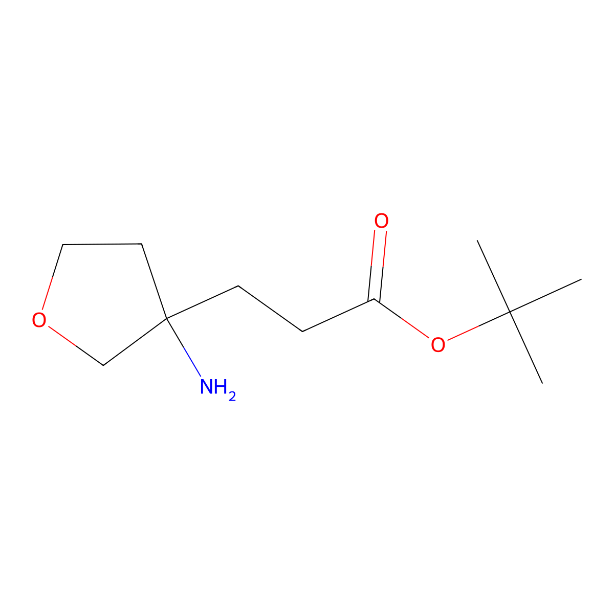 Tert-butyl 3-(3-aminooxolan-3-yl)propanoate molecular structure, CAS 2248260-85-5