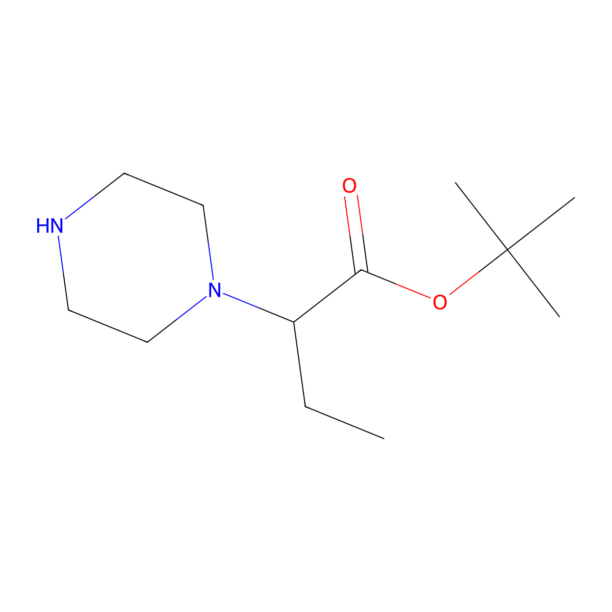 Tert-butyl 2-(piperazin-1-yl)butanoate molecular structure, CAS 2248260-88-8