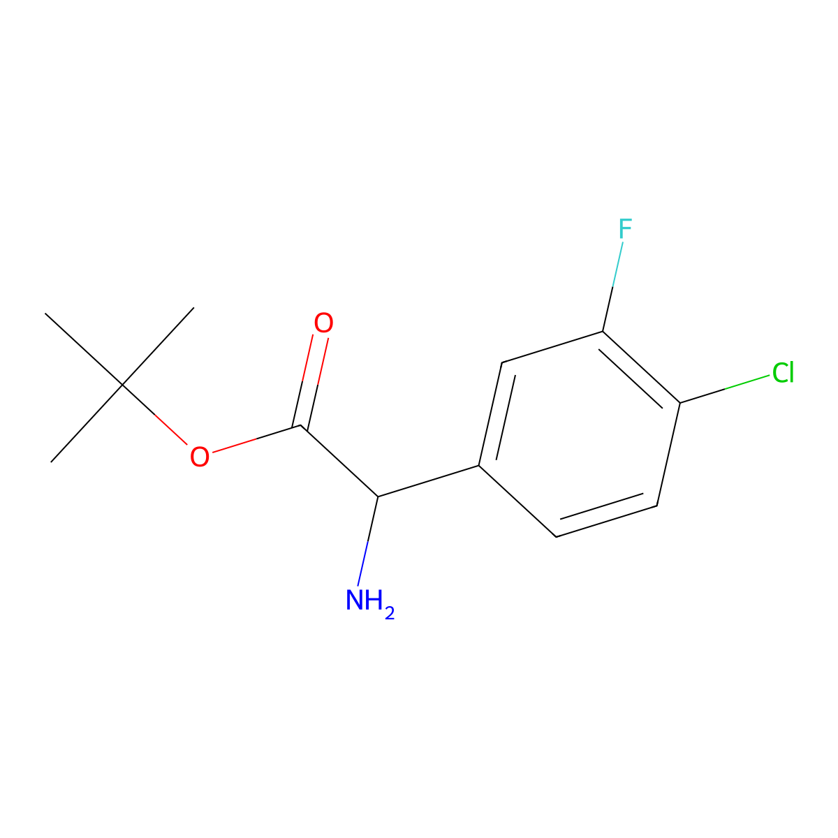Tert-butyl 2-amino-2-(4-chloro-3-fluorophenyl)acetate molecular structure, CAS 2248261-01-8