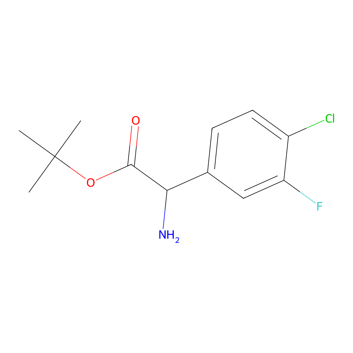 Tert-butyl 2-amino-2-(4-chloro-3-fluorophenyl)acetate molecular structure, CAS 2248261-01-8