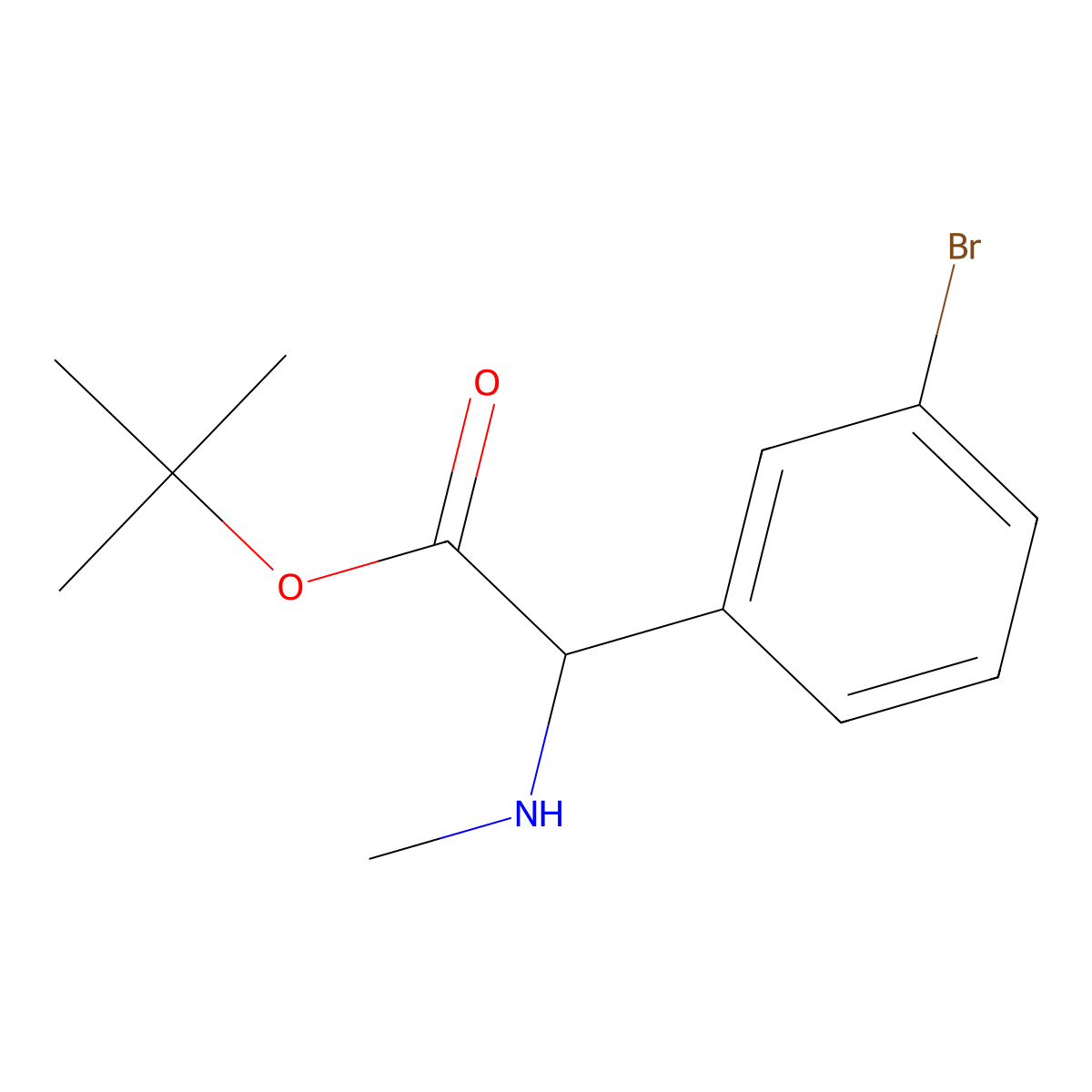 Tert-butyl 2-(3-bromophenyl)-2-(methylamino)acetate molecular structure, CAS 2248261-07-4