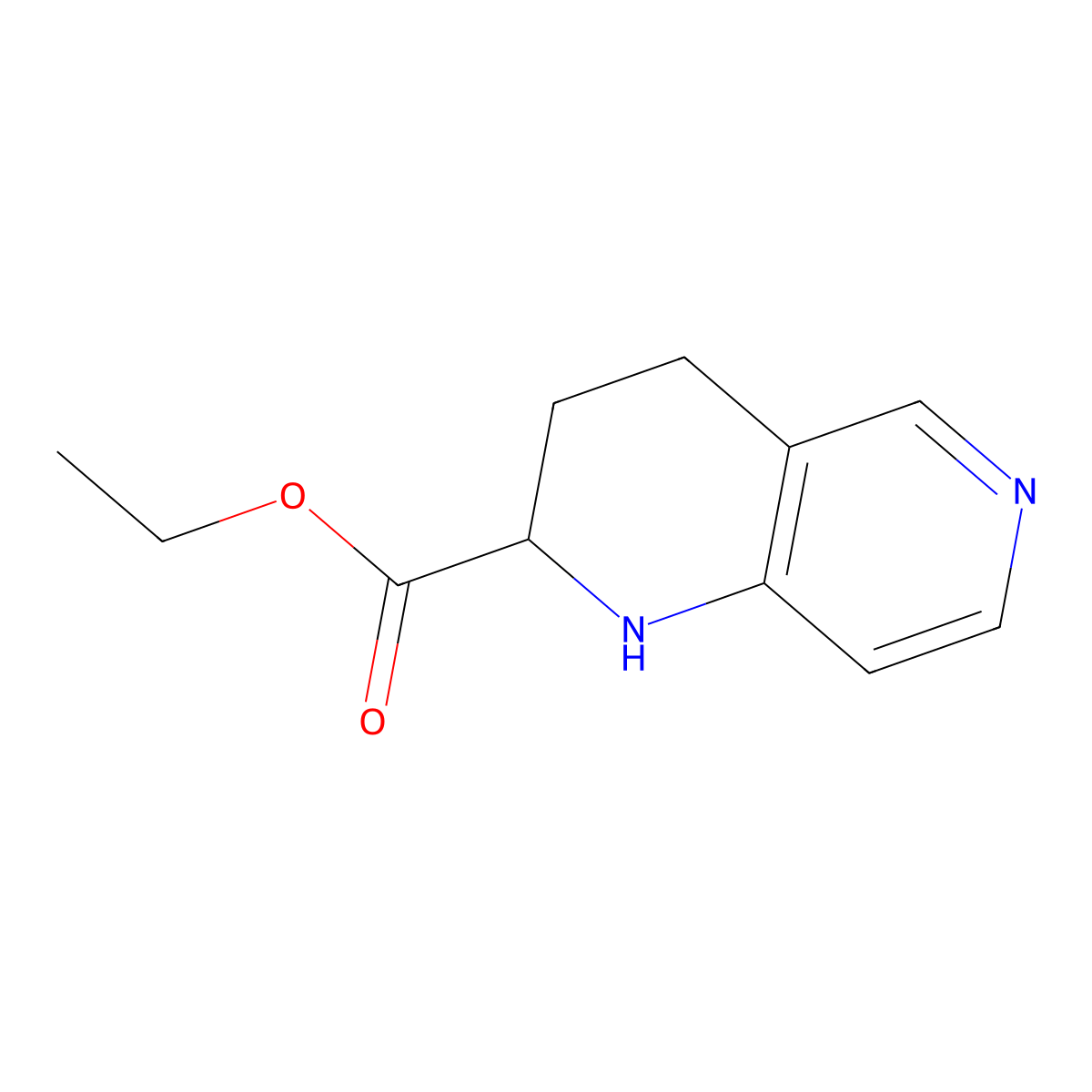Ethyl 1,2,3,4-tetrahydro-1,6-naphthyridine-2-carboxylate molecular structure, CAS 2248261-25-6