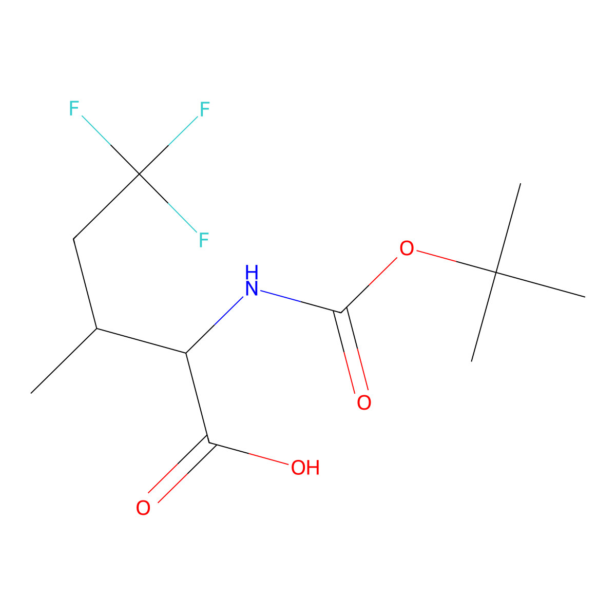 2-{[(Tert-butoxy)carbonyl]amino}-5,5,5-trifluoro-3-methylpentanoic acid molecular structure, CAS 2248261-35-8