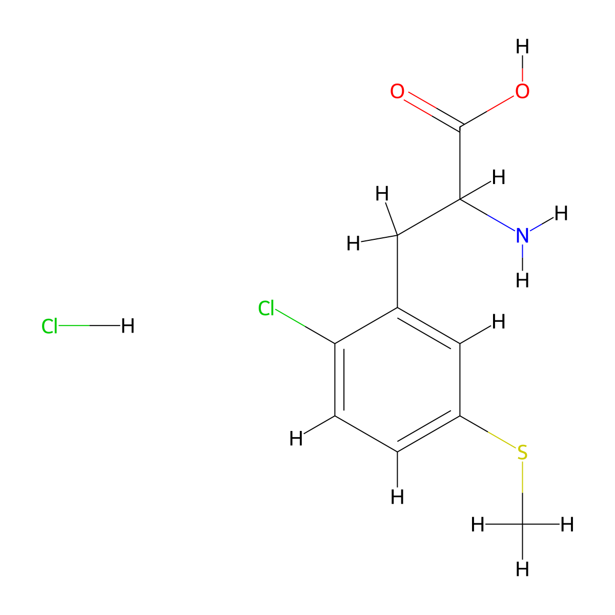 2-Amino-3-(2-chloro-5-(methylsulfanyl)phenyl)propanoic acid hydrochloride molecular structure, CAS 2248261-52-9