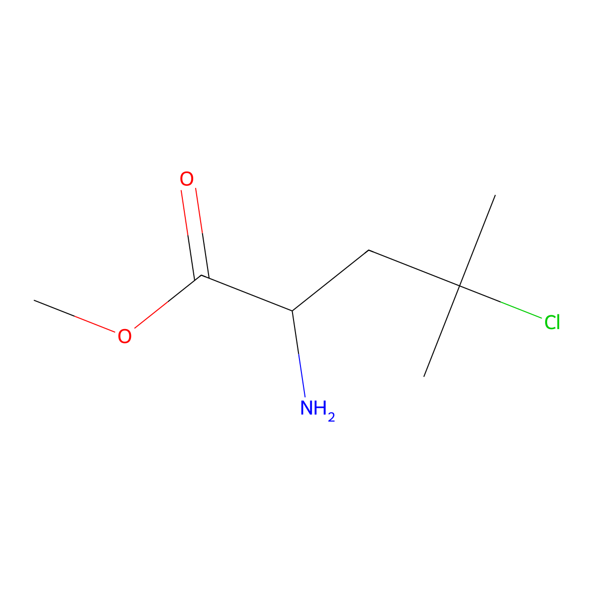 Methyl 2-amino-4-chloro-4-methylpentanoate molecular structure, CAS 2248261-57-4