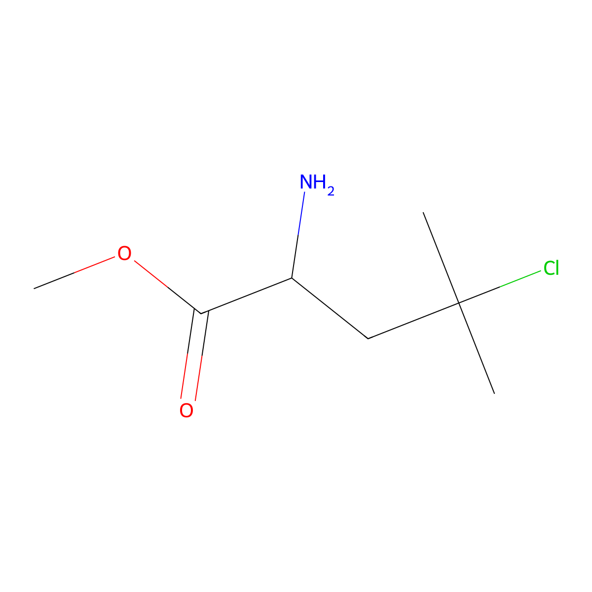 Methyl 2-amino-4-chloro-4-methylpentanoate molecular structure, CAS 2248261-57-4