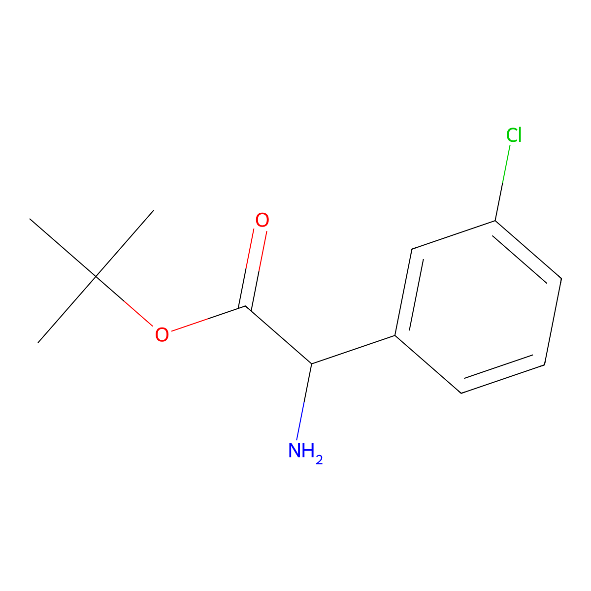 Tert-butyl 2-amino-2-(3-chlorophenyl)acetate molecular structure, CAS 2248261-68-7