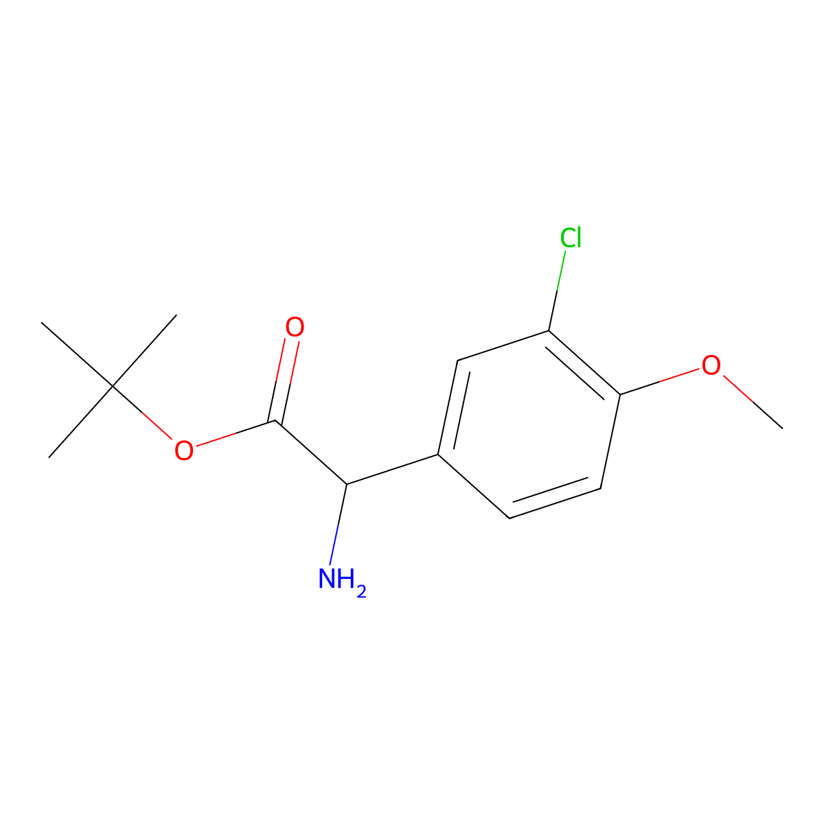 Tert-butyl 2-amino-2-(3-chloro-4-methoxyphenyl)acetate molecular structure, CAS 2248261-72-3