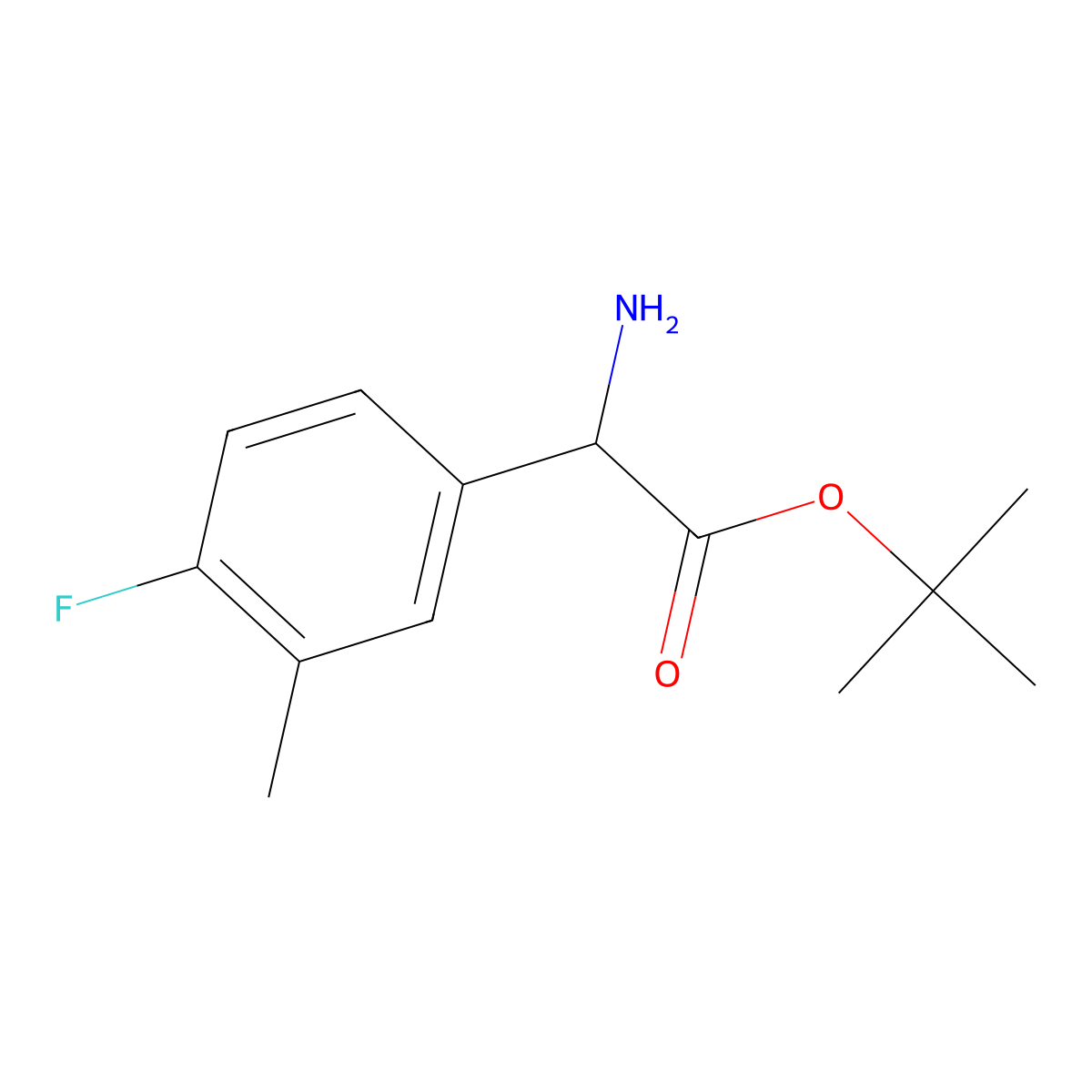 Tert-butyl 2-amino-2-(4-fluoro-3-methylphenyl)acetate molecular structure, CAS 2248261-97-2