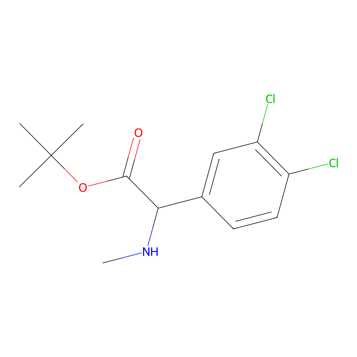 Tert-butyl 2-(3,4-dichlorophenyl)-2-(methylamino)acetate molecular structure, CAS 2248265-93-0