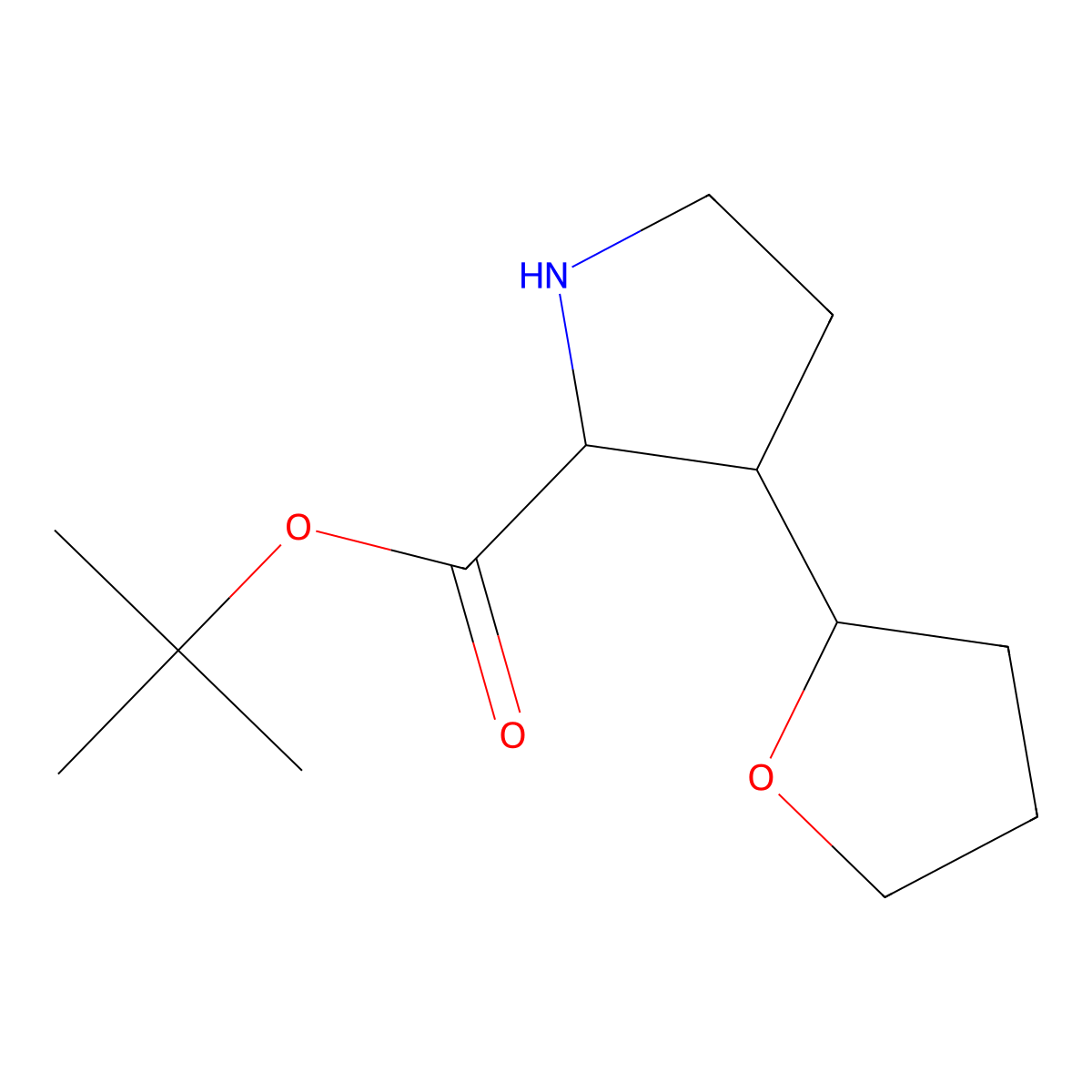 Tert-butyl 3-(oxolan-2-yl)pyrrolidine-2-carboxylate molecular structure, CAS 2248266-07-9