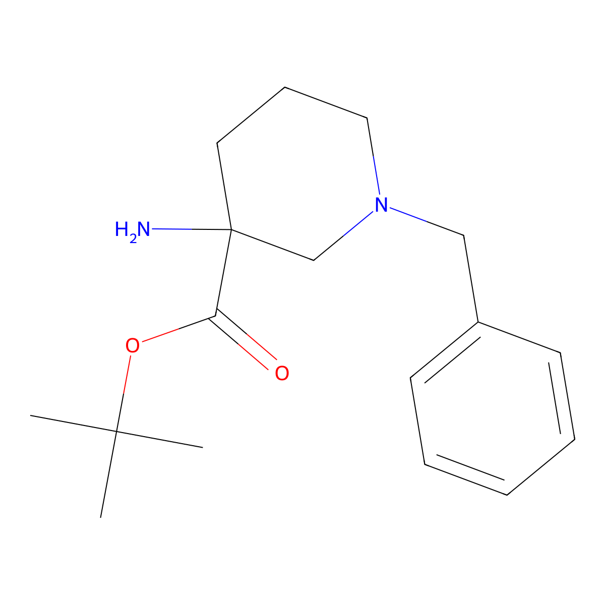 Tert-butyl 3-amino-1-benzylpiperidine-3-carboxylate molecular structure, CAS 2248266-49-9