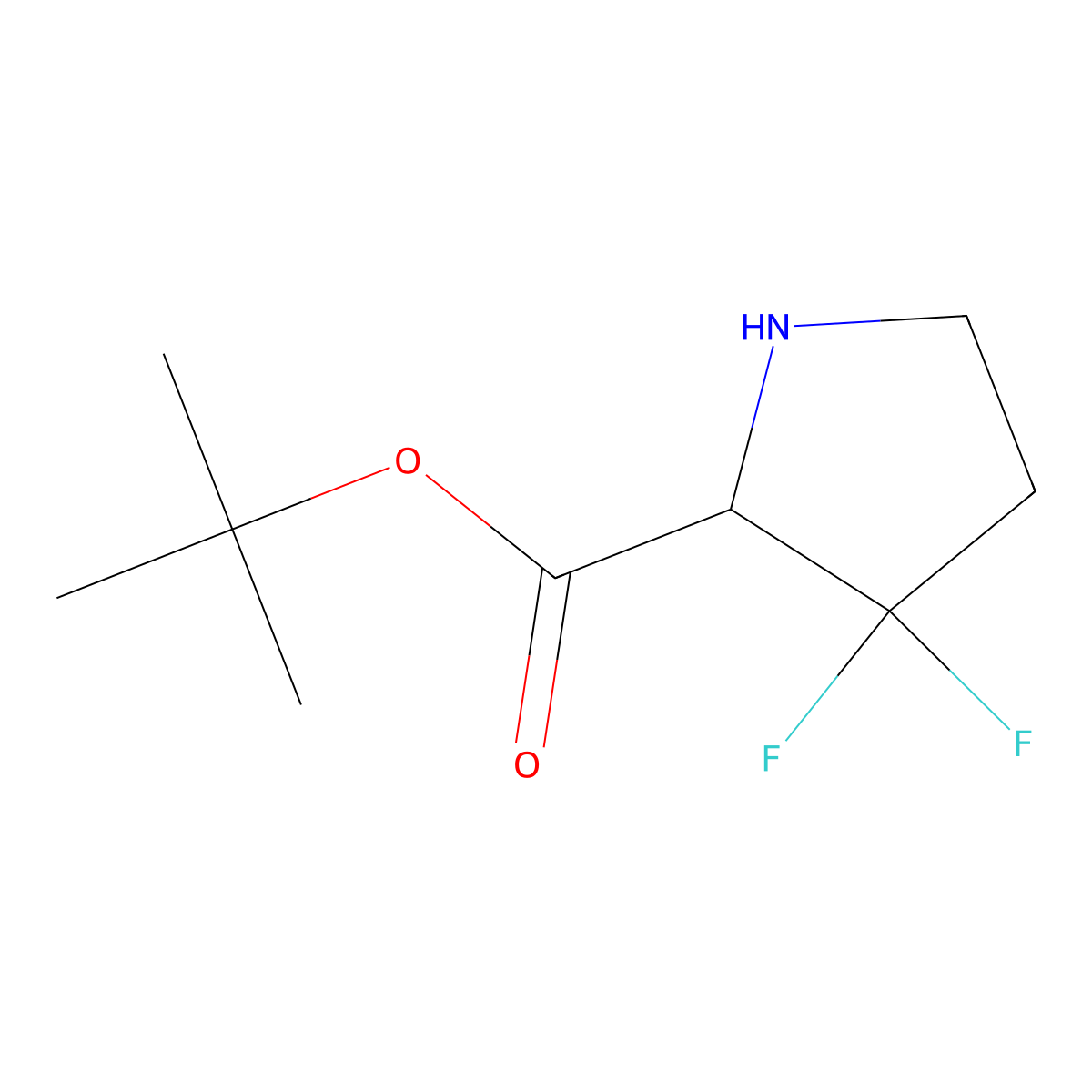 Tert-butyl 3,3-difluoropyrrolidine-2-carboxylate molecular structure, CAS 2248266-69-3