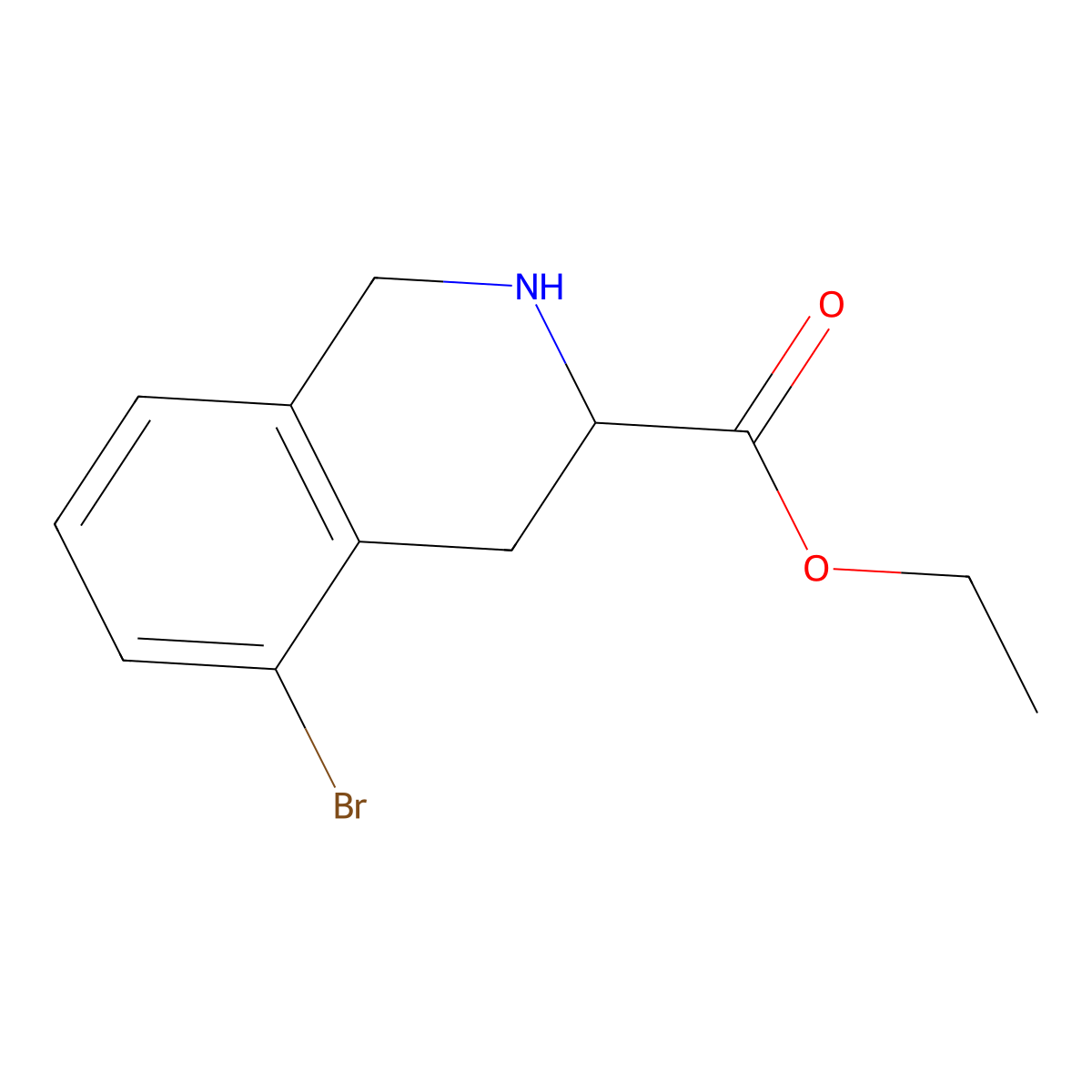 Ethyl 5-bromo-1,2,3,4-tetrahydroisoquinoline-3-carboxylate molecular structure, CAS 2248266-74-0