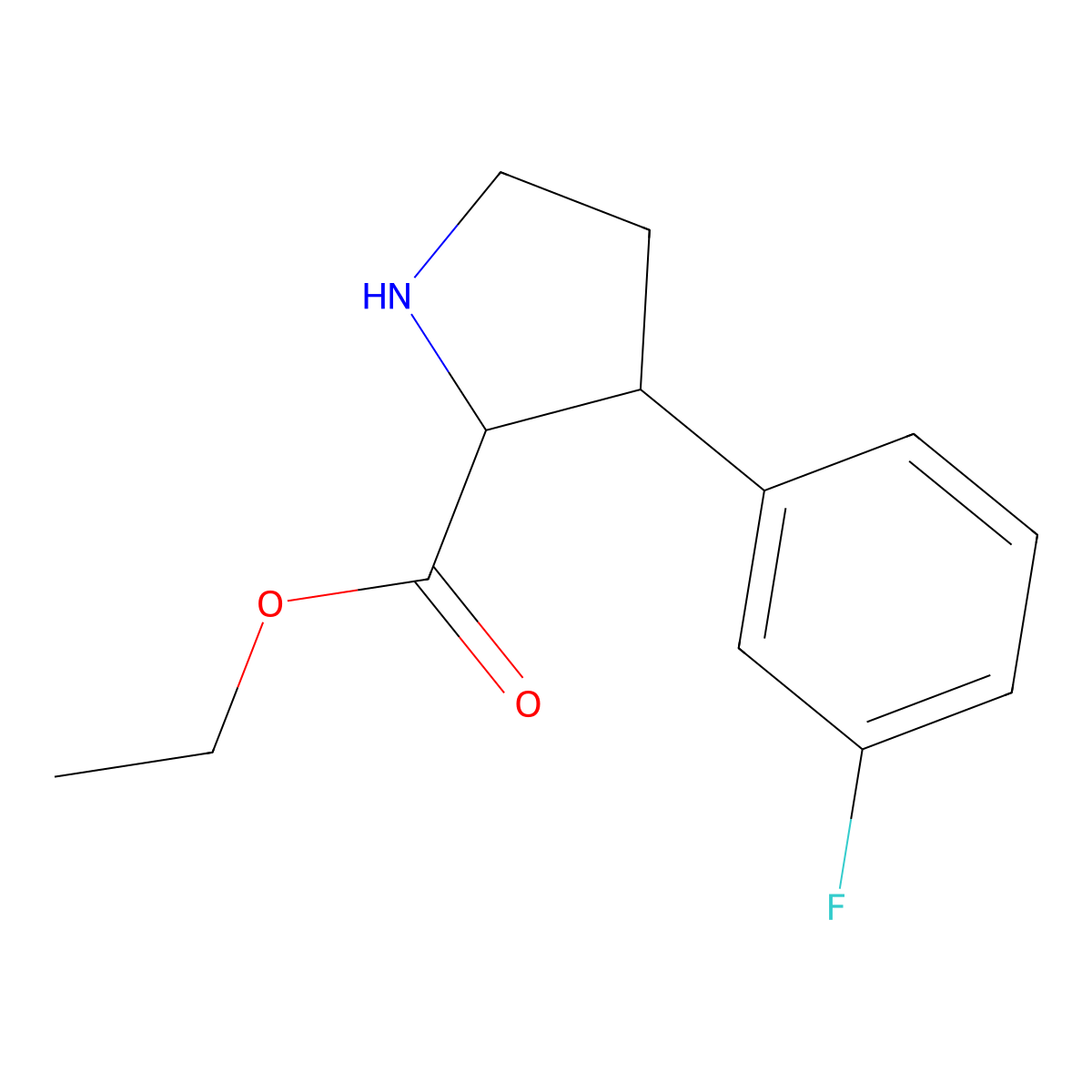 Ethyl 3-(3-fluorophenyl)pyrrolidine-2-carboxylate molecular structure, CAS 2248267-23-2