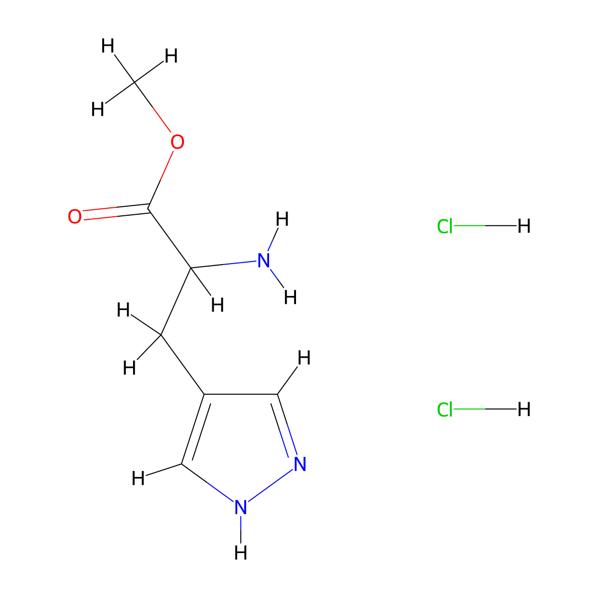 methyl 2-amino-3-(1H-pyrazol-4-yl)propanoate dihydrochloride molecular structure, CAS 2248267-37-8