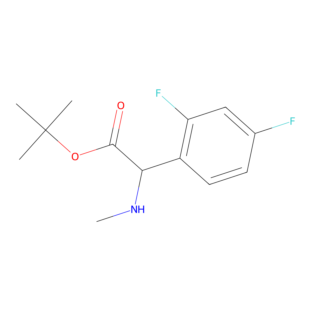Tert-butyl 2-(2,4-difluorophenyl)-2-(methylamino)acetate molecular structure, CAS 2248267-61-8