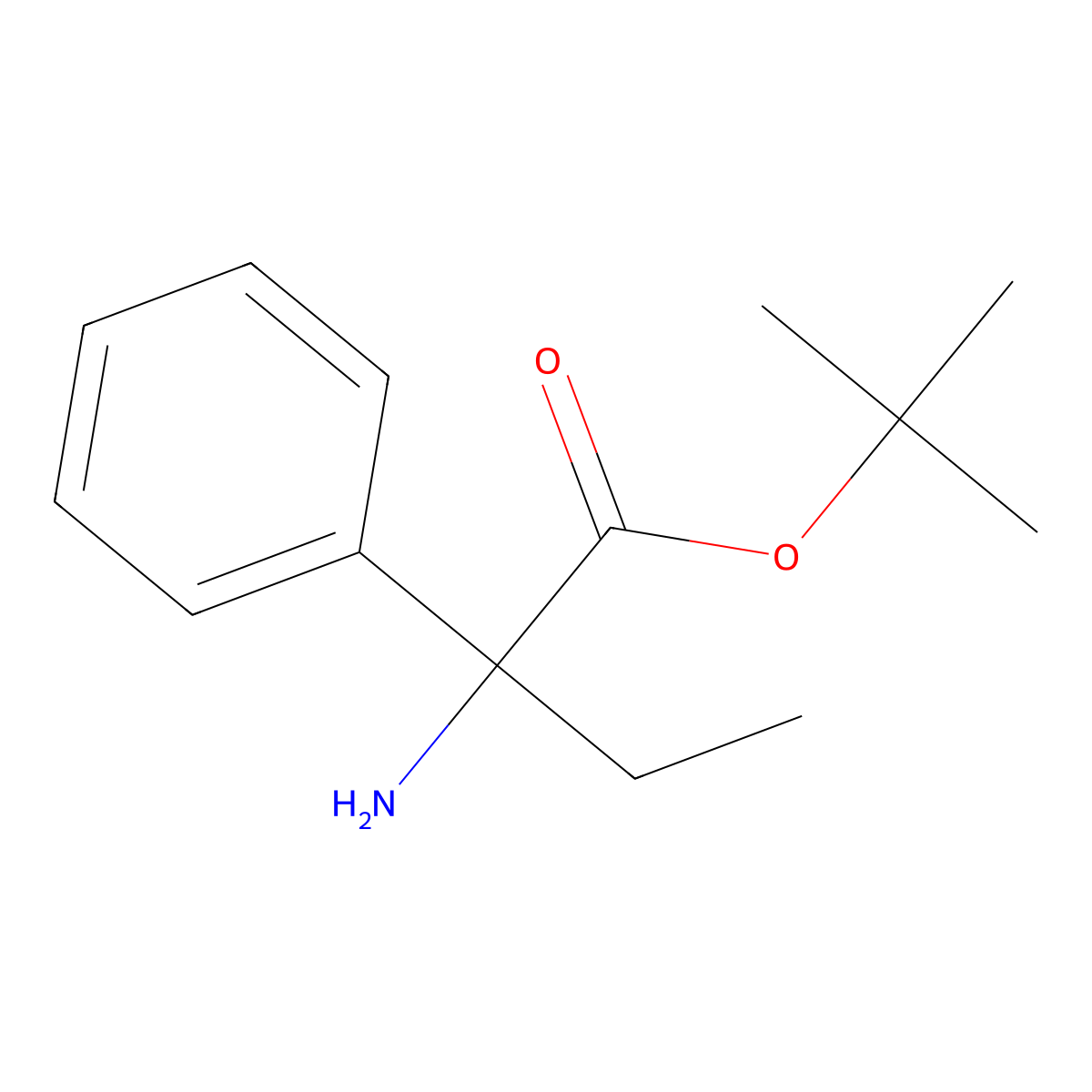 Tert-butyl 2-amino-2-phenylbutanoate molecular structure, CAS 2248267-83-4