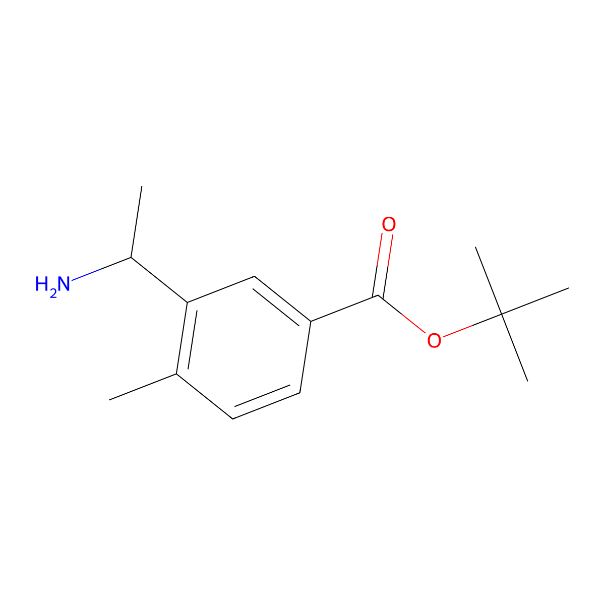 Tert-butyl 3-(1-aminoethyl)-4-methylbenzoate molecular structure, CAS 2248267-85-6