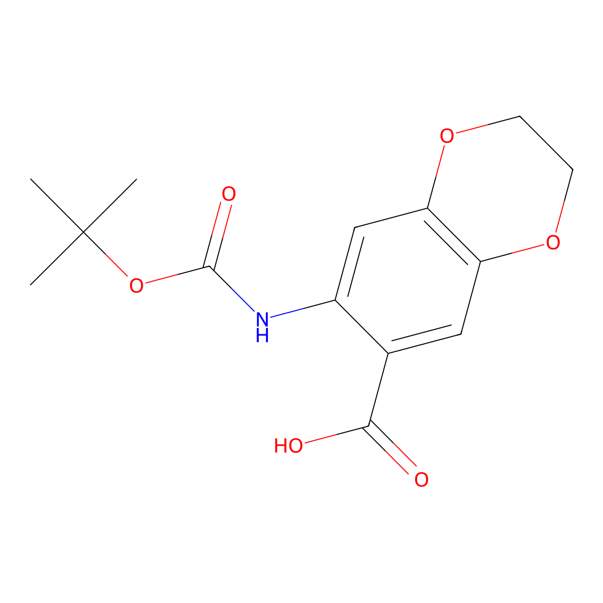 7-{[(Tert-butoxy)carbonyl]amino}-2,3-dihydro-1,4-benzodioxine-6-carboxylic acid molecular structure, CAS 2248267-99-2