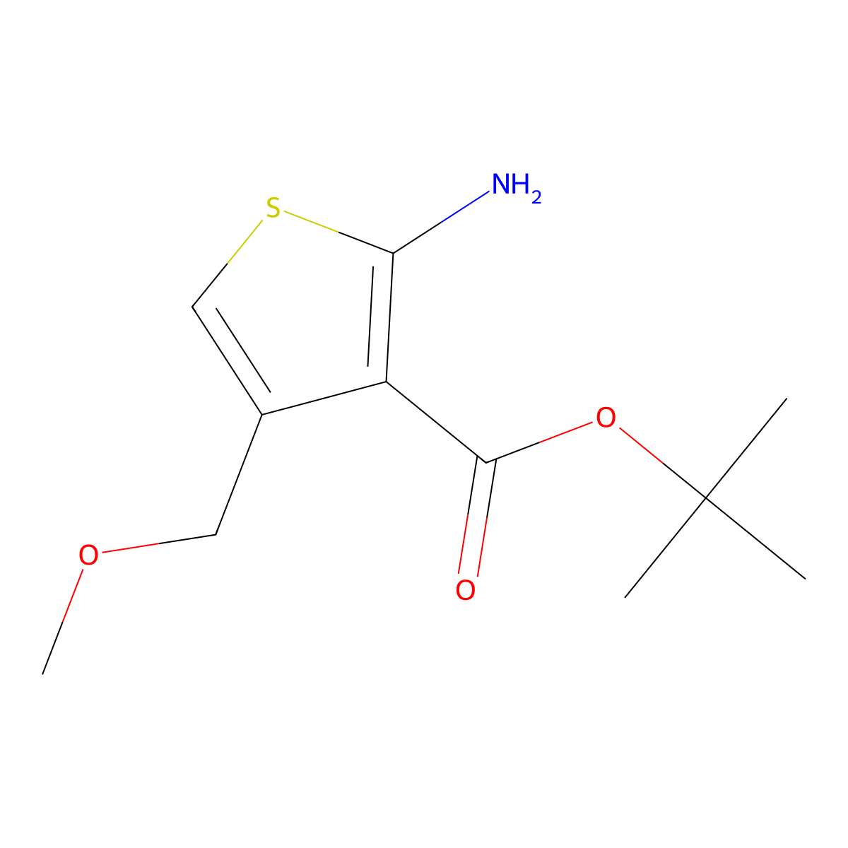 Tert-butyl 2-amino-4-(methoxymethyl)thiophene-3-carboxylate molecular structure, CAS 2248268-25-7