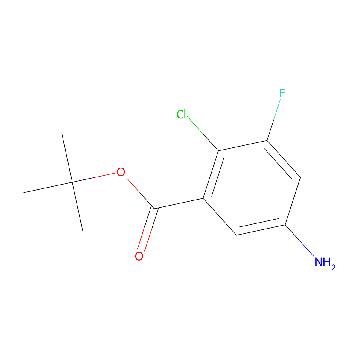Tert-butyl 5-amino-2-chloro-3-fluorobenzoate molecular structure, CAS 2248268-27-9