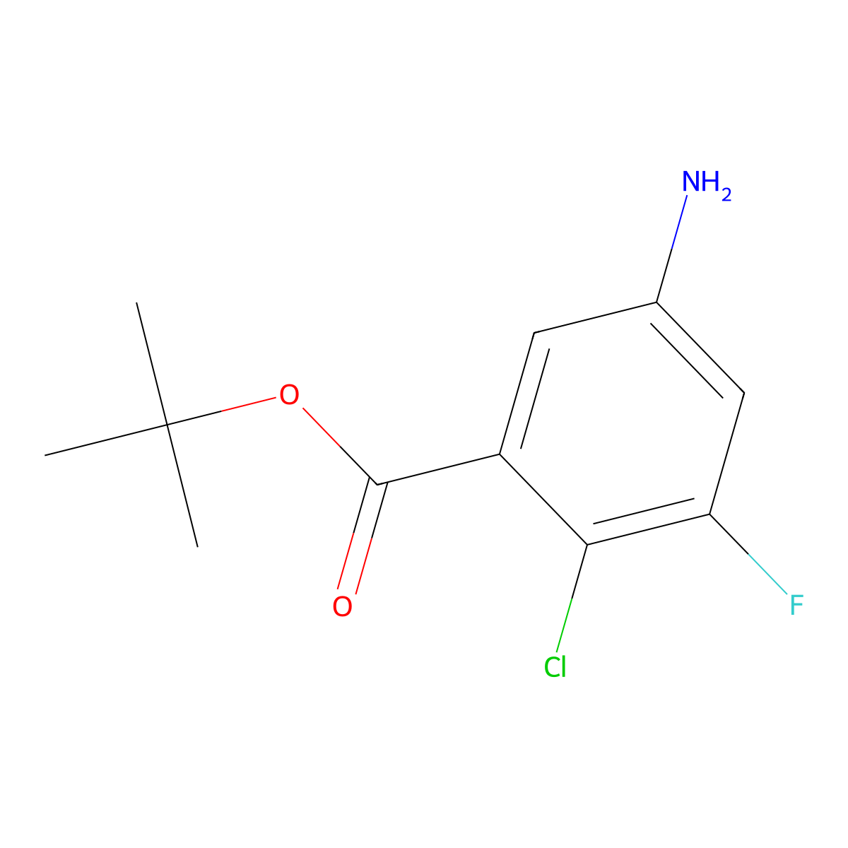Tert-butyl 5-amino-2-chloro-3-fluorobenzoate molecular structure, CAS 2248268-27-9