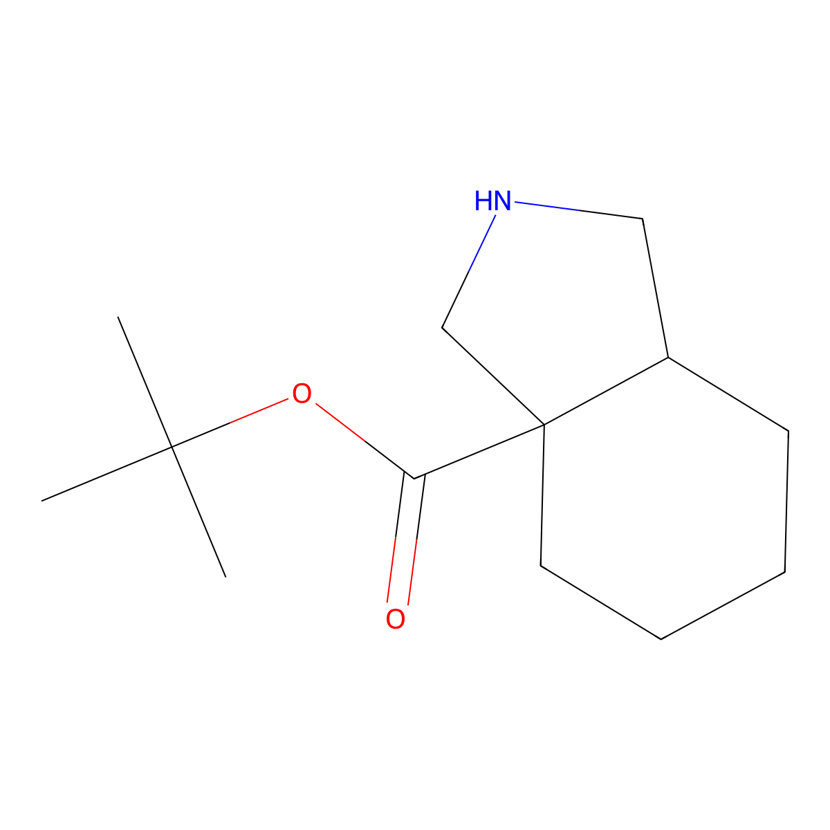rac-tert-butyl (3aR,7aR)-octahydro-1H-isoindole-3a-carboxylate molecular structure, CAS 2248268-36-0