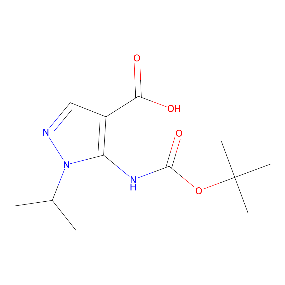 5-{[(tert-butoxy)carbonyl]amino}-1-(propan-2-yl)-1H-pyrazole-4-carboxylic acid molecular structure, CAS 2248268-37-1