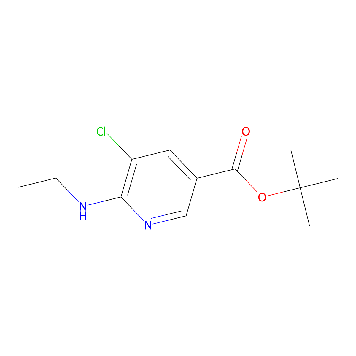 Tert-butyl 5-chloro-6-(ethylamino)pyridine-3-carboxylate molecular structure, CAS 2248268-40-6