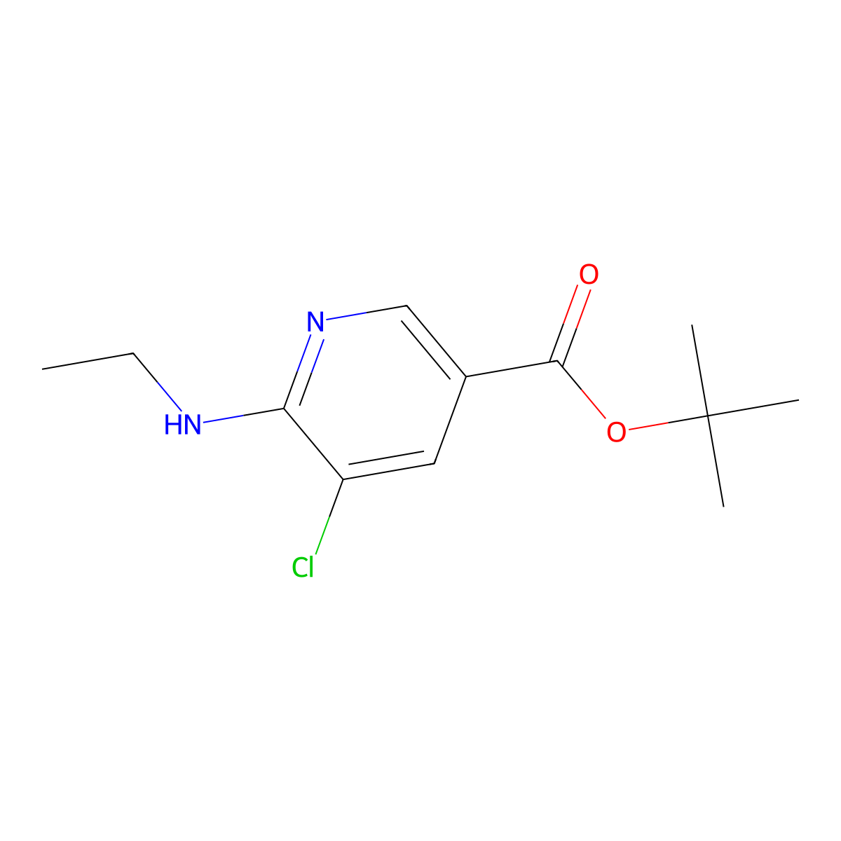 Tert-butyl 5-chloro-6-(ethylamino)pyridine-3-carboxylate molecular structure, CAS 2248268-40-6