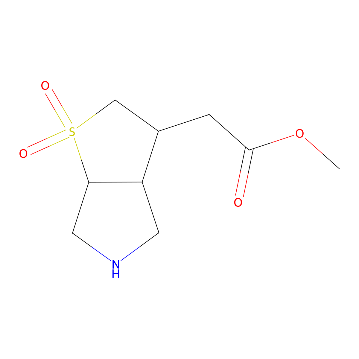 rac-methyl 2-[(3R,3aR,6aR)-1,1-dioxo-hexahydro-2H-1lambda6-thieno[2,3-c]pyrrol-3-yl]acetate molecular structure, CAS 2248268-51-9