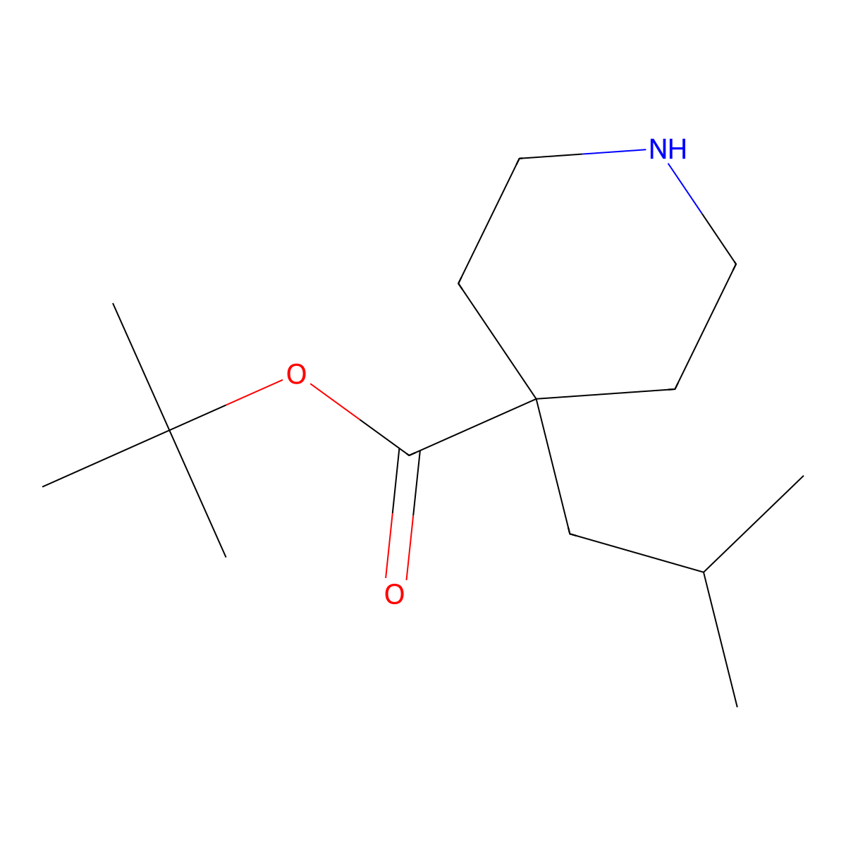 Tert-butyl 4-(2-methylpropyl)piperidine-4-carboxylate molecular structure, CAS 2248268-57-5