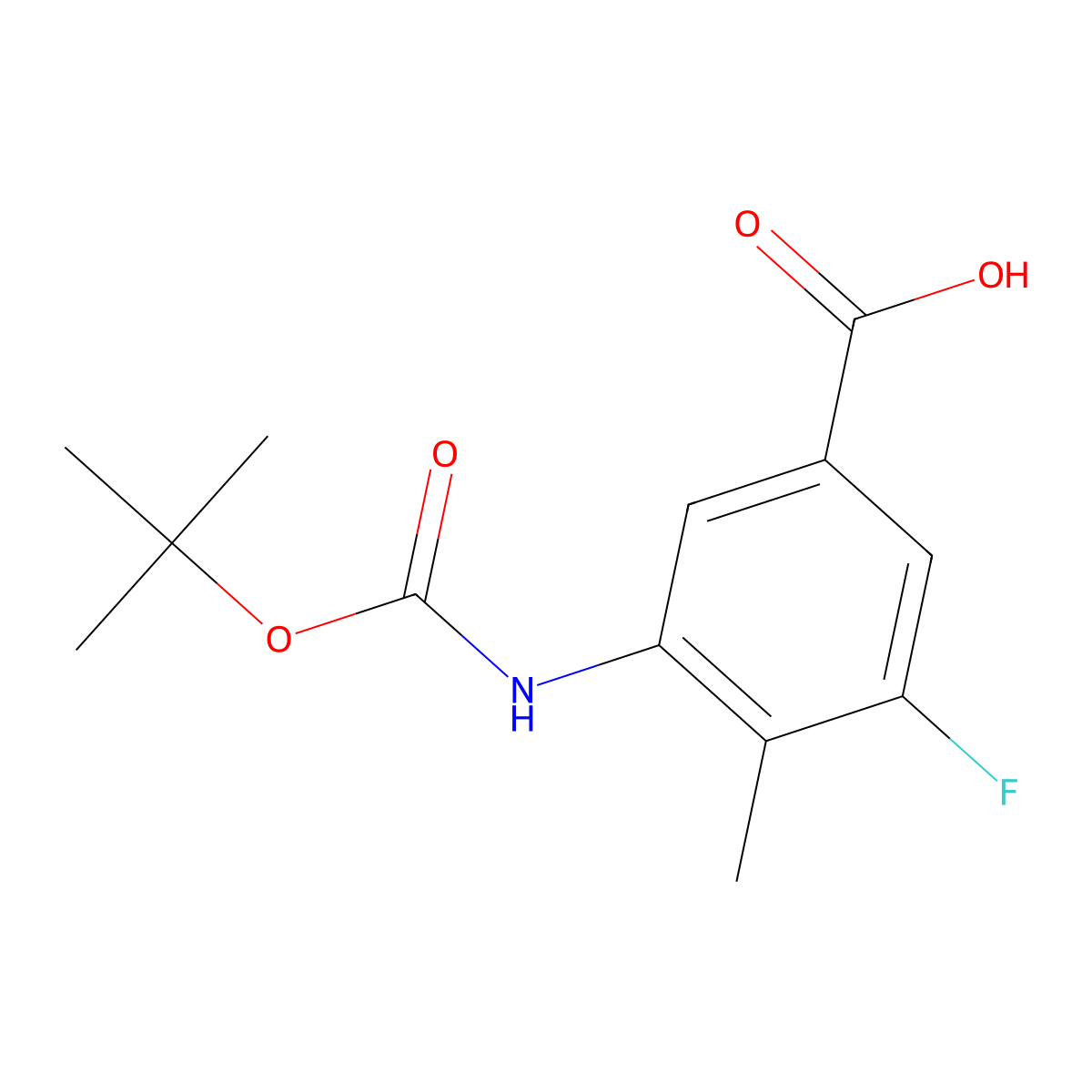 3-{[(Tert-butoxy)carbonyl]amino}-5-fluoro-4-methylbenzoic acid molecular structure, CAS 2248268-80-4